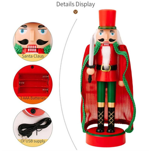 Nutcracker Christmas Decorations Lighted Nutcracker Soldier Tabletop Ornaments Lighted Collectible for Christmas A 2