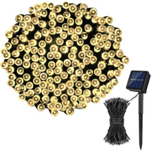 Striscia Luminosa A LED Solare con 8 Modalità, Adatta A 12 M, 100 Luci per Porte da Giardino, Terrazze, Cortili, Matrimoni A