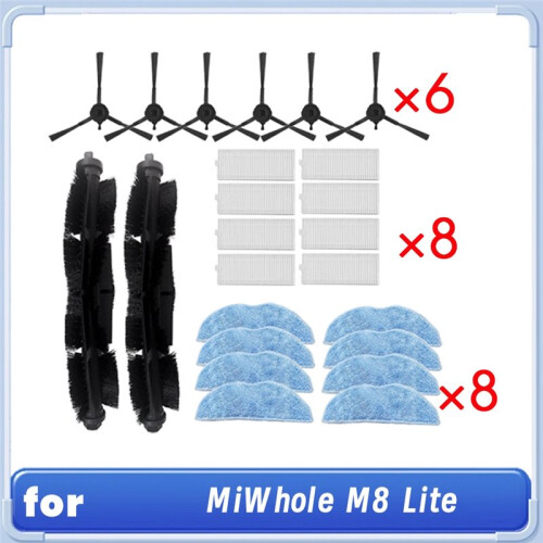 For MiWhole M8 Lite Sweeper Accessories Main Side Brush Filter Rag 2