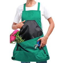 Versatile Gardening Apron with Waterproof Chest Pocket and Quick Release Harvest Pouch Green