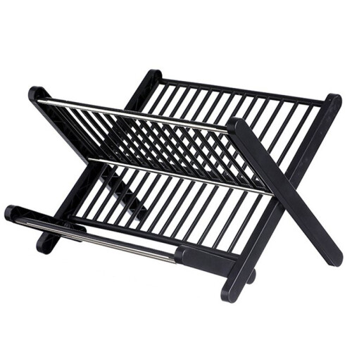 Foldable and Easy to Drain Bowl and Tray Rack, Kitchen Multi-Purpose Storage Rack, Tableware Bowl and Tray Storage Rack Black