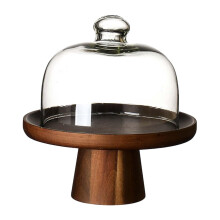 Wooden Cake Stand with Lid Fruit Plate Decor Display Stand for Wedding