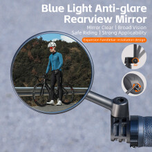 Adjustable Bicycle Handlebar Rearview Mirror 80mm Black with Protection