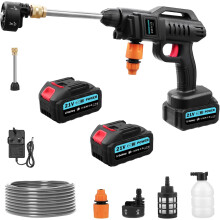 Cordless Pressure Washer 21V, Portable Jet Washer 62 Bar/899 PSI, 6-in-1 Adjustable Nozzle with 5M Hose