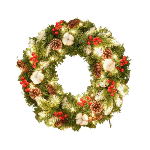 Christmas Wreath with Lights Artificial Wreath for Front Door Wedding
