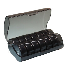 Pill Case Container Weekly 7 Daily Pill Dispenser Case Black