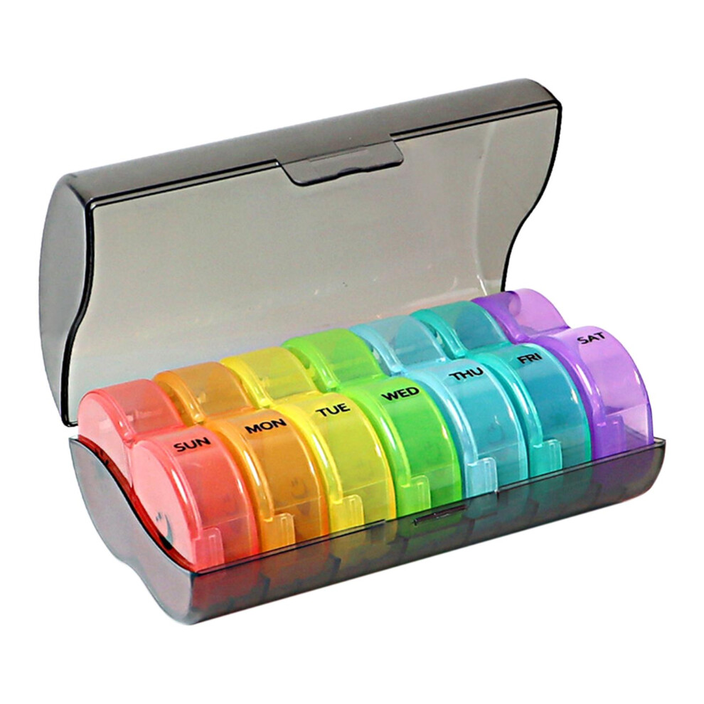 Black Pill Case Container Weekly 7 Daily Pill Dispenser Case And Mult