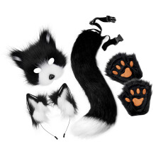 Therian Mask and Tail Set Cute Gloves for Halloween Party Masquerade H