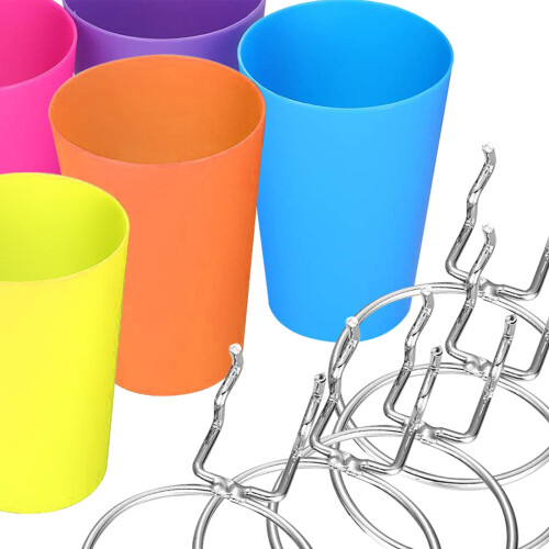 5 Pieces Pegboard Bins with Hooks Easy Installation Pegboard Cups with 2