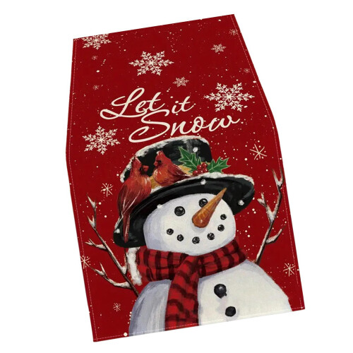 Christmas Table Runner Snowflakes Tablecloth for Tabletop Farmhouse Se