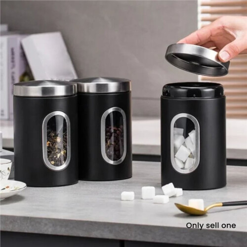 1Pcs Coffee Canister Stainless Steel Storage Jars with Visual Window Kitchen Storage Coffee Bean Tea-Leaf Sealed Cans 2