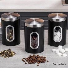 1Pcs Coffee Canister Stainless Steel Storage Jars with Visual Window Kitchen Storage Coffee Bean Tea-Leaf Sealed Cans