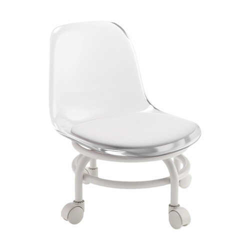 Low Rolling Stool and Backrest Swivel Stool for Cleaning Salon Push Up
