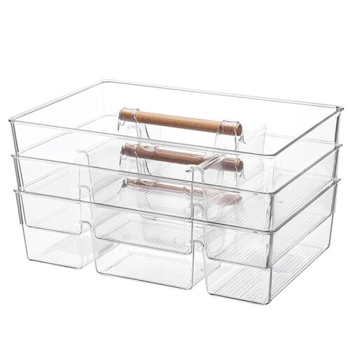 Clear Pantry Organizer , Storage Box for Kitchen, Bathroom, Office - Versatile Container for Snacks, Crafts 3-Pack