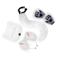 Therian Mask and Tail Set Cute Gloves for Halloween Party Masquerade H