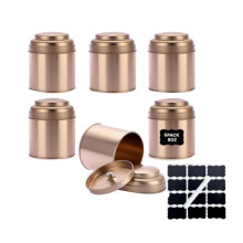 6pcs Tea Tin with Airtight Double Lids for Loose Leaf Tea Storage, 8 Fl Oz Kitchen Small Tin Can Rose Gold