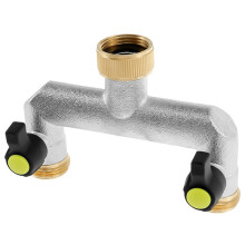 Divisor de Manguera de 2 Vías de 3/4 de Pulgada, Aleación de Zinc, Conector de Manguera de Jardín Inoxidable para Jardinería y Cuidado del Césped