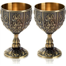 Handmade Goblet Chalice,Vintage Engraving Wine Cup, 3.4OZ Food Safe Sturdy Drinking Vessel Shot Glasses for Home Decor