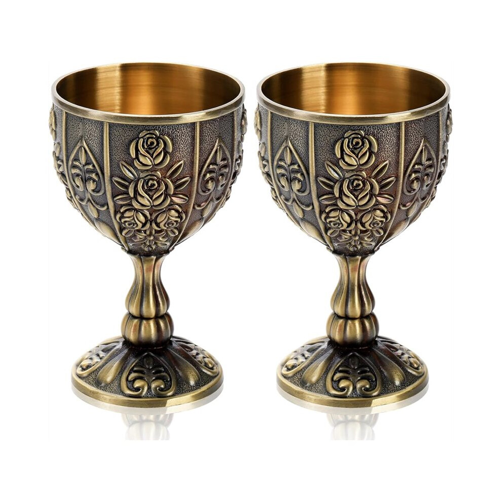 Tauoh Handmade Goblet Chalice,Vintage Engraving Wine Cup, 3.4Oz Food Safe Sturdy Drinking Vessel Shot Glasses For Home Decor