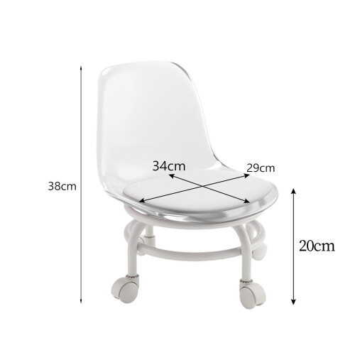 Low Rolling Stool and Backrest Swivel Stool for Cleaning Salon Push Up 1