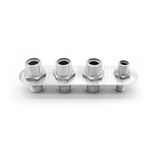 4 Port Aluminum Firewall Heater A/C Bulkhead Inline - Silver, 19.5cm 2