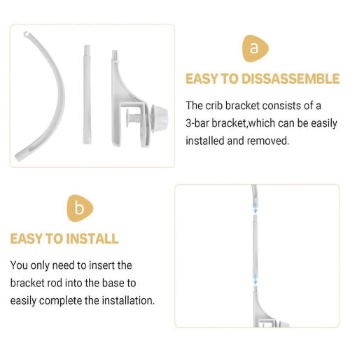 Support pour mobile de lit bébé, support de clochette de lit réglable avec double trou, facile à installer, sûr et durable 1