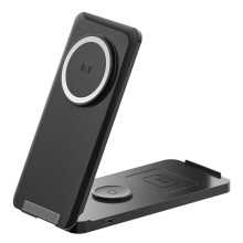 Foldable Multi-Functional Vertical Stand Magnetic Wireless Charger Suitable for Mobile Phones Watches Headphone Black