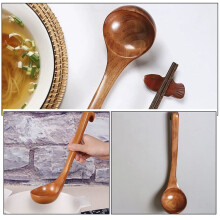 Grote Houten Soeplepel met Lange Steel voor Het Serveren van Hete Potten, Ramen, Pap, Keukenlepel, Houten Pollepel
