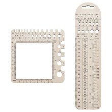 2Pc Wood Knitted Gauge Rulers,Knitted Needle Gauge Fabric Quilting Ruler Measuring Tool for Sewing C