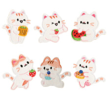 Adorable Rabbit Sew Release Embroidered Patches 6Pcs Fabric