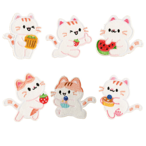 Adorable Rabbit Sew Release Embroidered Patches 6Pcs Fabric