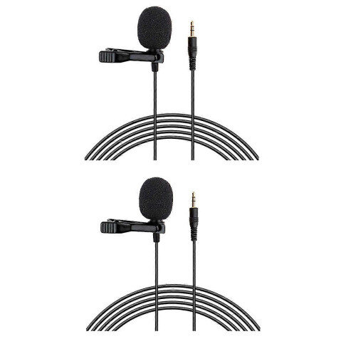 2Pcs Lavalier Lapel Microphones 3.5mm Connector Lavalier Microphone for Cameras/Desktop Computers/So