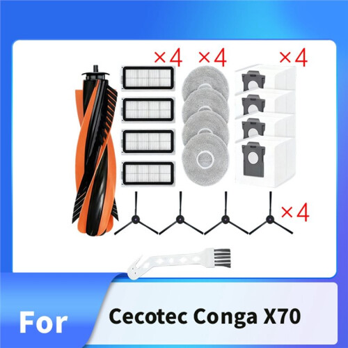 18 Pcs for Cecotec Conga X70 Sweeping Machine Accessories Main Side Brush Mop Filter Dust Bags 1