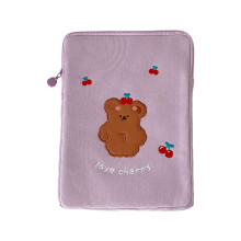 Étui de 11 pouces avec intérieur en flanelle en-ours violet