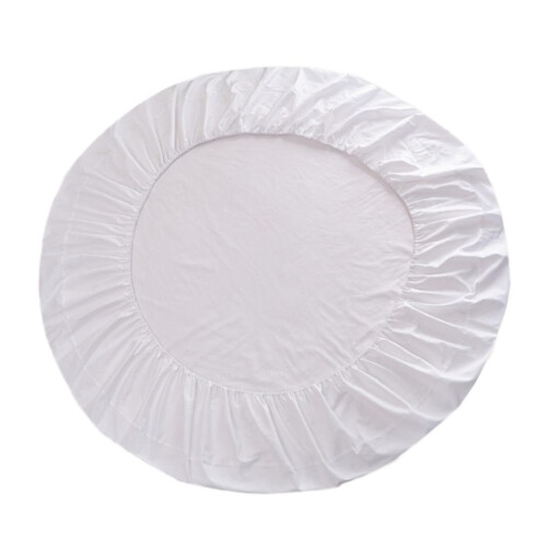 Color  Cotton Round Bed Fitted Sheet Bed Cover White 1