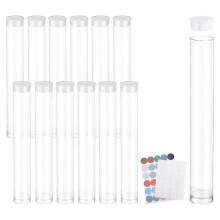 Pacote com 20 tubos de armazenamento vazios de plástico transparente com tampa, tubos redondos de 12,7 cm de comprimento.