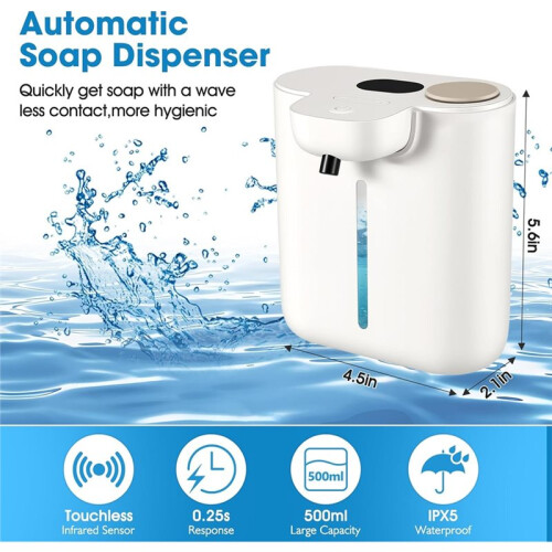 Automatic Soap Dispenser,Touchless Foaming Soap Dispenser,16.9oz/500ml Rechargeable Wall Mounted  Dispenser 2