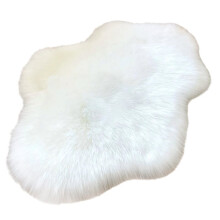 White Cloud Soft Faux Fur Rug for Bedroom Luxury Anti-Slip Floor Irregular Shape Mat Home Decoration 60x90cm