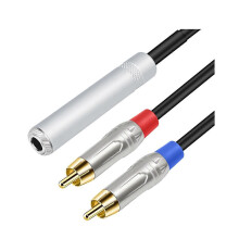 Cabo estéreo de 6,35 mm fêmea para 2 RCA macho ou cabo de 1/4 de polegada com conector para 2 RCA ou cabo divisor em Y