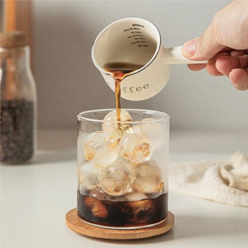 Espresso Cups, Ceramic Measuring Cup, 90ML Cup with Handle, Shot Cup with V-Shaped Mouth, Pitcher for Espresso Making 1