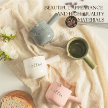 Espresso Cups, Ceramic Measuring Cup, 90ML Cup with Handle, Shot Cup with V-Shaped Mouth, Pitcher for Espresso Making