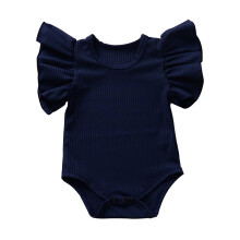 (3-6 Months, Royal Blue) Vauvan tyttövauvan kesähaalari, yksivärinen, joustinneulos, leveähihainen, pyöreä kaula-aukkoinen, söpö body