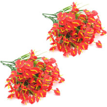 8 Bunches Kuenstliche Blumen Falsch Anthurium Pflanzen Kunststoff Straeucher Buesche Guertel Innen Drinnen Haengen Pflanzer Hausdekorationen