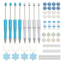 Set van 8 kralenpennen, plastic kralenpennen, winterse bulkverpakking, balpen, doe-het-zelf knutselset voor studenten