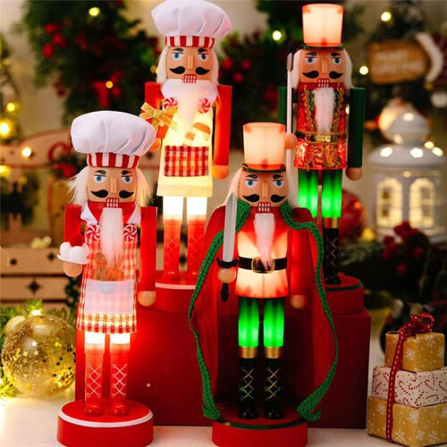 Nutcracker Christmas Decorations Lighted Nutcracker Soldier Tabletop Ornaments Lighted Collectible for Christmas C 2