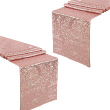2X Sparkly Rose Gold Sequin Table Runners 12X108 Inch Shimmer Table for Wedding Party Anniversary Birthday Table Cloth