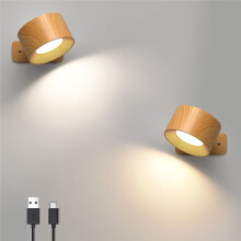 Applique Murale LED Rotative à 360, Variateur D'Intensité, Commande Tactile Magnétique, Veilleuse Magnétique à Piles Rechargeables.