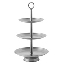 Drielaags Fruitschaal van Roestvrij Staal, Dienblad voor Afternoon Tea, Dienblad voor in de Woonkamer, Dessertschaal voor in de Keuken, Zilverkleurig