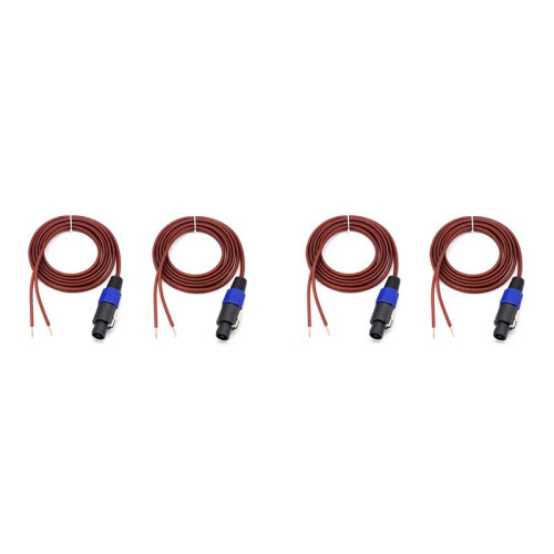 4Pcs Speakon Speaker Cable Bare Wire Open End Cable, Speakon To Speaker Wire Audio Cord Amplifier Connection Cable