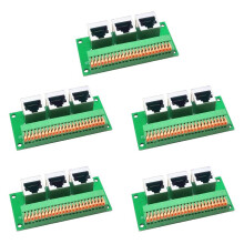 5X RJ45 Female Breakout Board,Solderless RJ45 to 8Pin Quick Spring Terminal,Three Ways RJ45 Female Connector